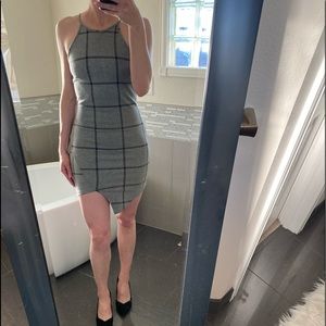 Lovely Day Asymmetrical Gray Mini Dress